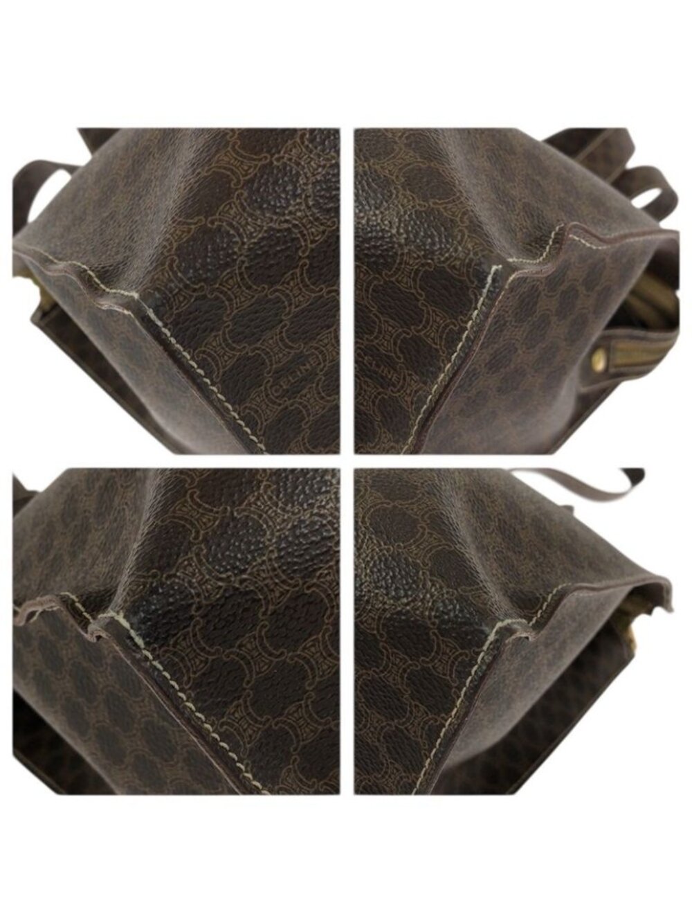 Celine Macadam Dark Brown Gold 2 Tote Shoulder Bag - Picture 3 of 9